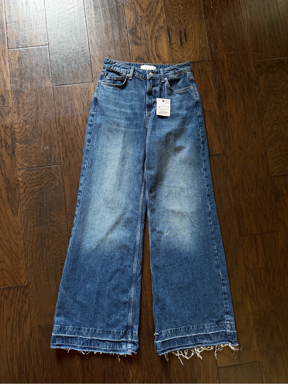 NWT Zara Womens Jeans Size 4 36 Medium Wash Wide-Leg